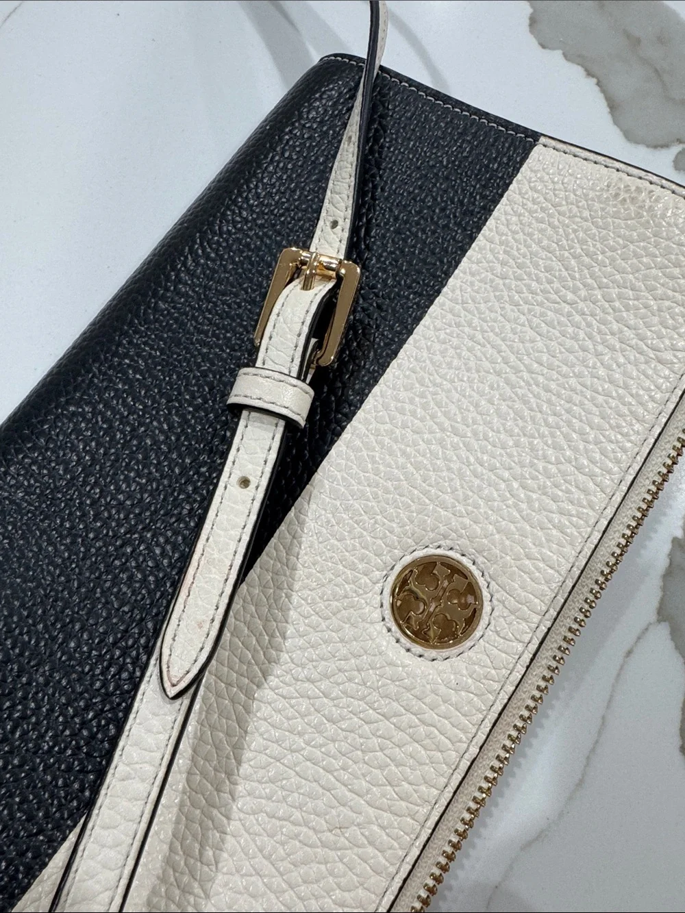 Tory Burch Black and Cream Colorblock Crossbody